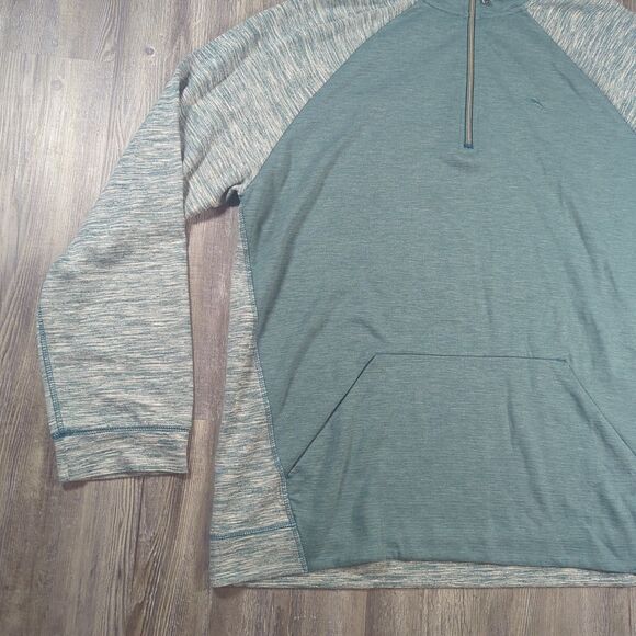 Tommy Bahama Men's XL Heather Green Pullover 1/4 Zip Sweater Sweatshirt NWT - Picture 3 of 14